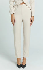 Hermie Pants - High Waisted Cropped Tailored Pants in Putty