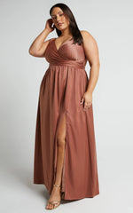 Revolve Around Me Midi Dress - V Neck Wrap Dress in Dusty Rose