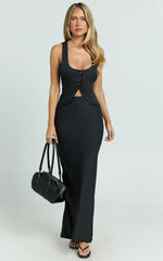 Romeo Maxi Skirt - Low Waist Bias Cut Maxi Skirt in Black