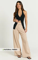 Bette Pants - High Waisted Wide Leg Pants in Stone