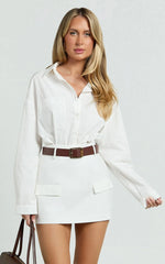 Haidy Skort - Mid Waisted Tailored Mini Skort in White