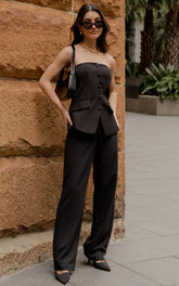 Lorcan Pants - High Waisted Tailored Pants in Black