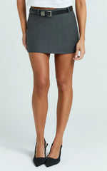 Kamille Skort - Tailored Skort With Belt in Grey