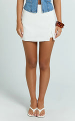 Allie Skort - High Waisted Thigh Split Mini Skort in White