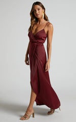 Mine Would Be You Midi Dress - Wrap Dress in Wine