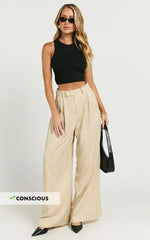 Clarke Pants - High Waist Wide Leg Pants in Stone