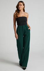 Lorcan Pants - High Waisted Tailored Pants in Forest Green