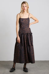 persephone midi dress - dark leopard