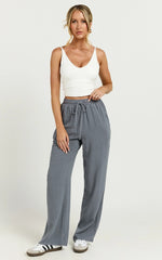 Kala Pants - Mid Waisted Relaxed Elastic Waist Pants in Charcoal