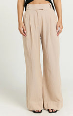 Bette Pants - High Waisted Wide Leg Pants in Stone