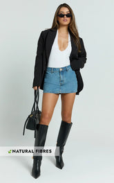 Fabia Skort - Denim Mid Rise Skort in Light Blue Wash