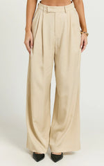 Clarke Pants - High Waist Wide Leg Pants in Stone