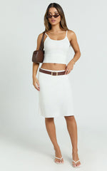 Gina Midi Skirt - Knee Length Slip Skirt in Cream