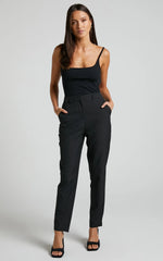 Hermie Pants - High Waisted Cropped Tailored Pants in Black
