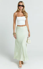 Amari Maxi Skirt - High Waisted Bias Cut Skirt in Mint