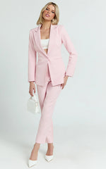 Hermie Pants - High Waisted Cropped Tailored Pants in Pale Pink