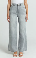 Cole Jeans - High Waist Relaxed Wide Leg Recycled Denim Jeans in Grey
