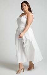 Annika Midi Skirt - Side Split A Line Skirt in Ivory