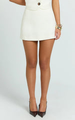 Halsey Mini Skirt - Tailored A Line Skirt in Cream