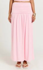Nancy Maxi Skirt - Gathered Waist Skirt in Pink