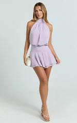 Bryonie Mini Dress - Backless Halter Dress in Lilac