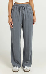 Kala Pants - Mid Waisted Relaxed Elastic Waist Pants in Charcoal
