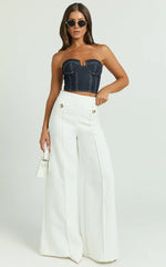 Clara Pants - High Waisted Wide Leg Pants in White