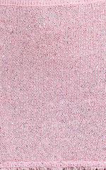 Jaden Mini Skirt - Sequin Knit Low Rise Skirt with Shell Belt in Light Pink