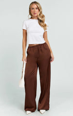Gloria Pants - Low Rise Straight Leg Pants in Chocolate