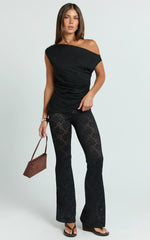 Lila Pants - Bootleg Lace Pants in Black