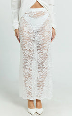 Dahlia Midi Skirt - Lace Skirt in White