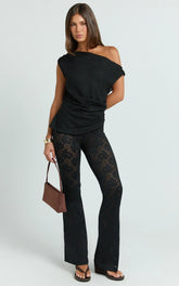 Lila Pants - Bootleg Lace Pants in Black