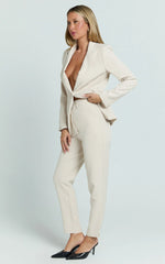 Hermie Pants - High Waisted Cropped Tailored Pants in Putty