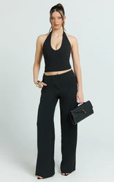 Frances Pants - Low Rise Relaxed Fit Pants in Black