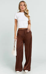 Gloria Pants - Low Rise Straight Leg Pants in Chocolate