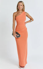 Criselda Maxi Dress - One Shoulder Maxi Dress in Orange