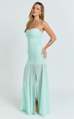 Hudgens Maxi Dress - Georgette Godet Panel Dress in Mint