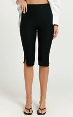 Melenda Pants - Tailored Side Split Capri Pants in Black