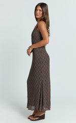 Revie Midi Dress - Slip Dress in Brown
