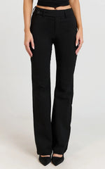 Lindsay Pants - Mid Rise Belted Bootcut Pants in Black