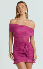 Geneva Mini Dress - Cross Front Bodycon Dress in Berry