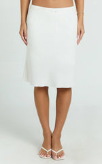 Gina Midi Skirt - Knee Length Slip Skirt in Cream