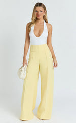 Kate Pants - High Waisted Wide Leg Pants in Lemon