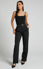 Lorcan Pants - High Waisted Tailored Pants in Black