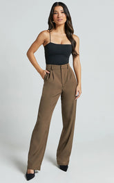 Lorcan Pants - High Waisted Tailored Pants in Olive