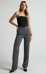 Lorcan Pants - High Waisted Tailored Pants in Charcoal