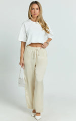 Jinky Pants - Satin Drawstring Pants in Off White