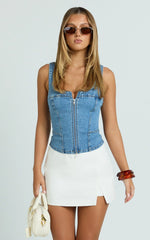 Allie Skort - High Waisted Thigh Split Mini Skort in White