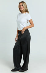 Gloria Pants - Low Rise Straight Leg Pants in Black
