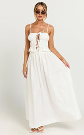 Preston Maxi Skirt - Gathered Waist Full Skirt in Ivory